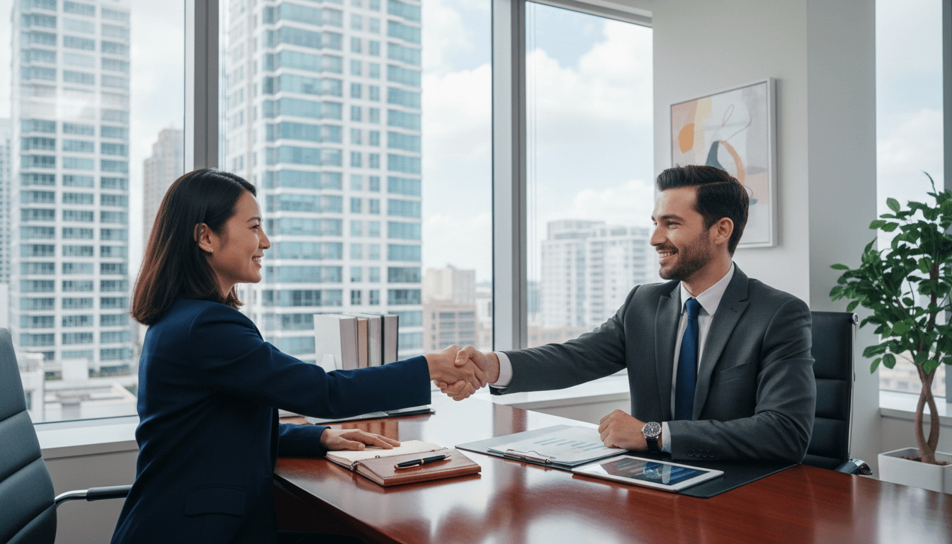 Business owner consulting with funding advisor